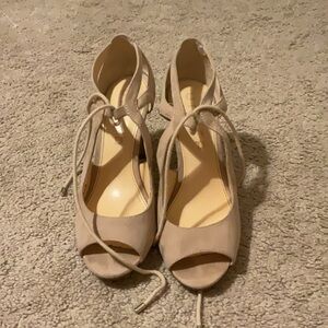 Tan Suede High Heel Sandals